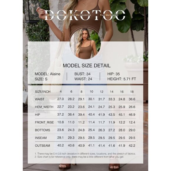 Women's Four Leaf Clover Wide Leg Denim Jeans Stretchy Loose Pants with Pockets - Picture 5 of 5